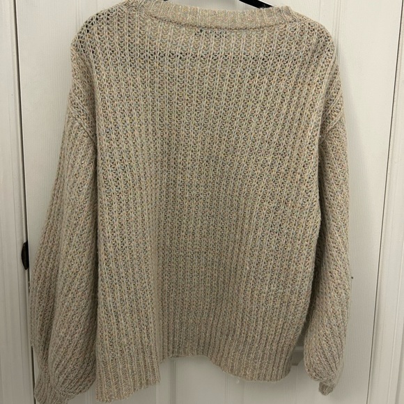 Milly Oversized, Cozy, Knit Sweater, Cream with Coloured Metallic Yarn, Sz M - Picture 6 of 7